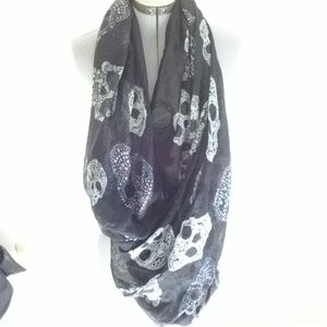 Lace and Jeweled Skull Infinity Scarf